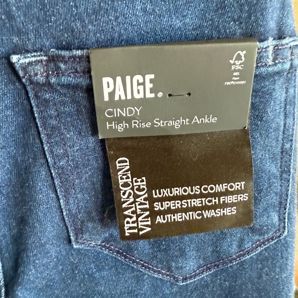 PAIGE Dark Blue Straight Leg Jeans - Picture 4 of 6